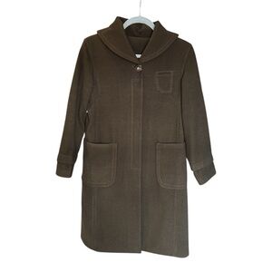 PLOVER Moss Green Wool Cotton Blend Coat Patch Pockets S